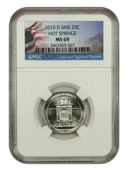 2010-D 25C Hot Springs NP NGC SP69 (Satin Finish) - Type 1 - Clad