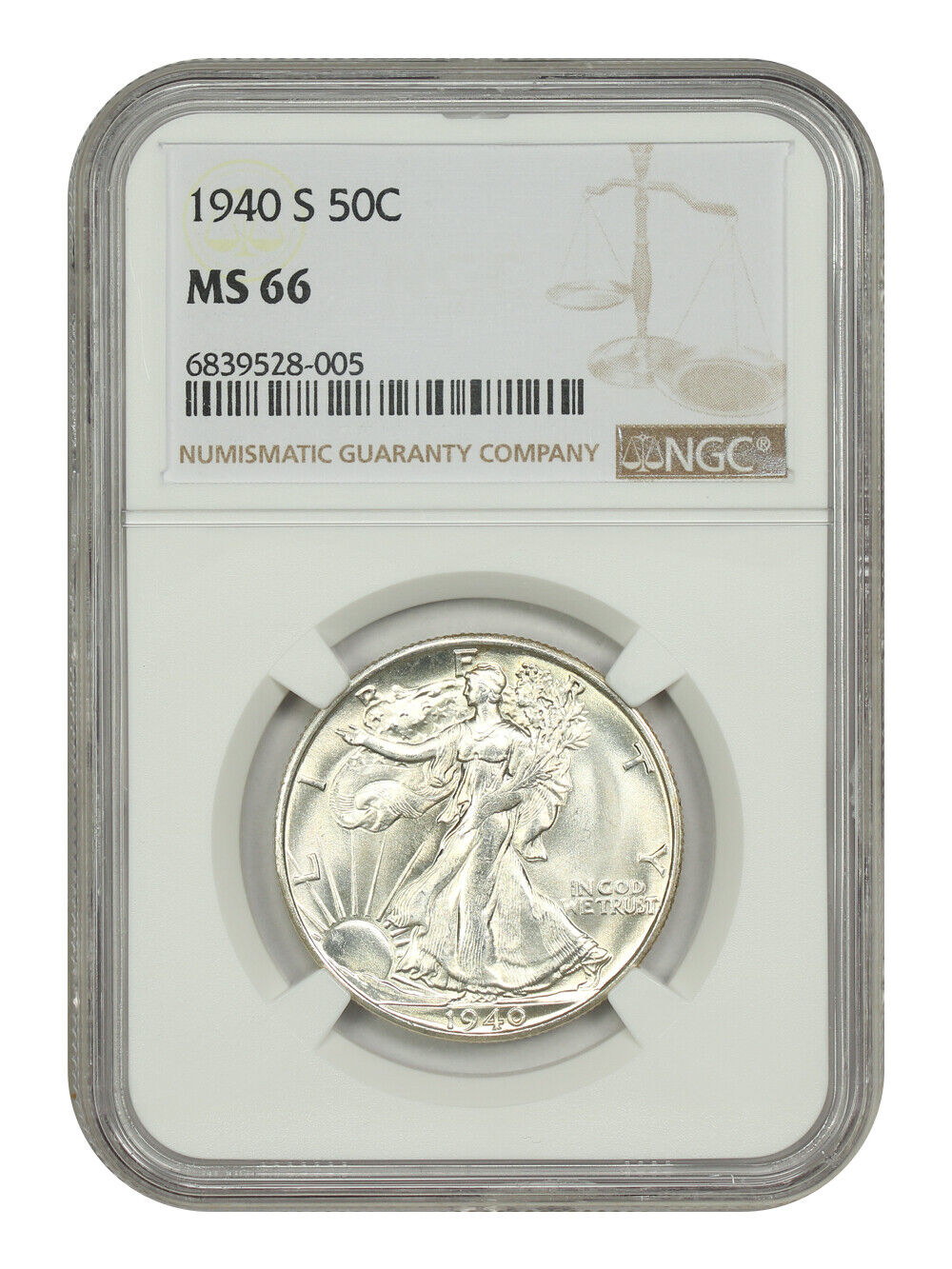 1940-S 50C NGC MS66 - Walking Liberty Half Dollar