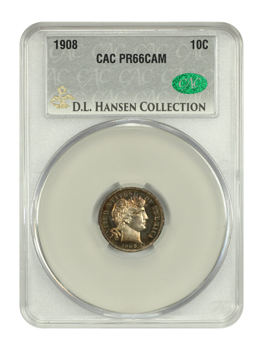 1908 10C CACG PR66CAM ex: D.L. Hansen - Barber Dime