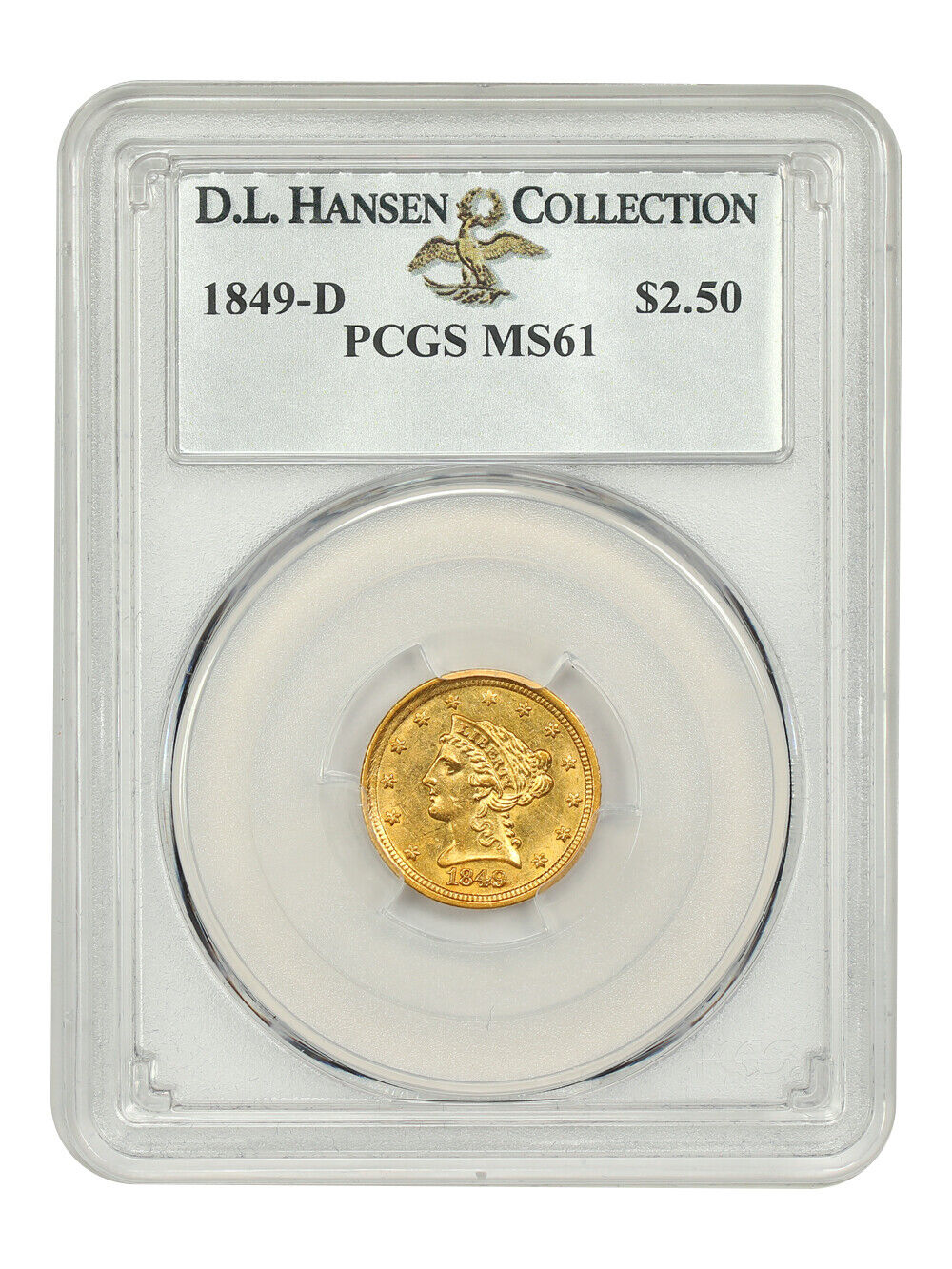 1849-D $2.50 PCGS MS61 ex: D.L. Hansen - Liberty Head $2.5