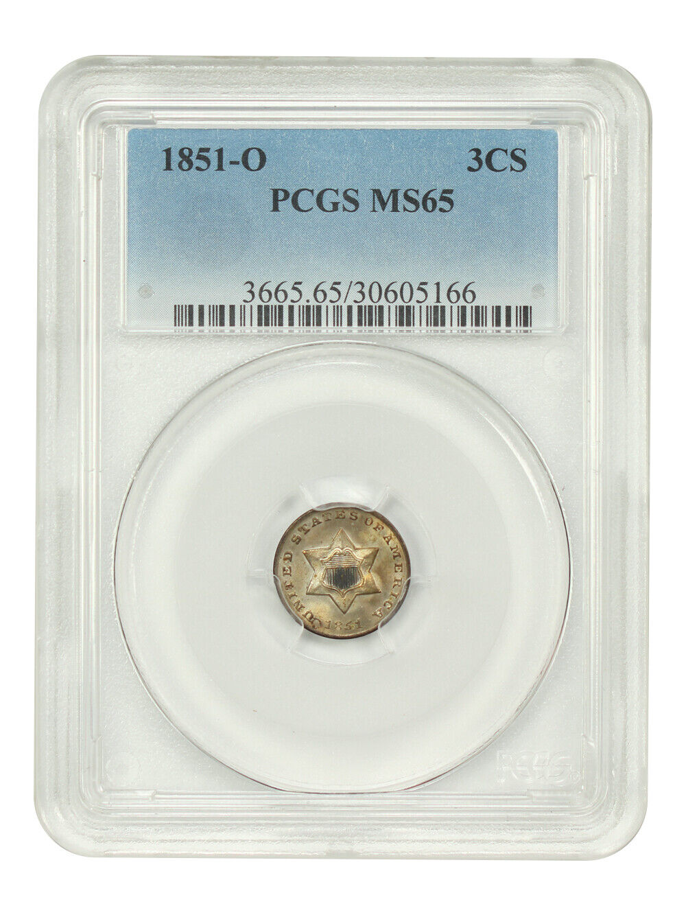 1851-O 3CS PCGS MS65 - Three Cent Silver - Popular & Scarce O-Mint Trime