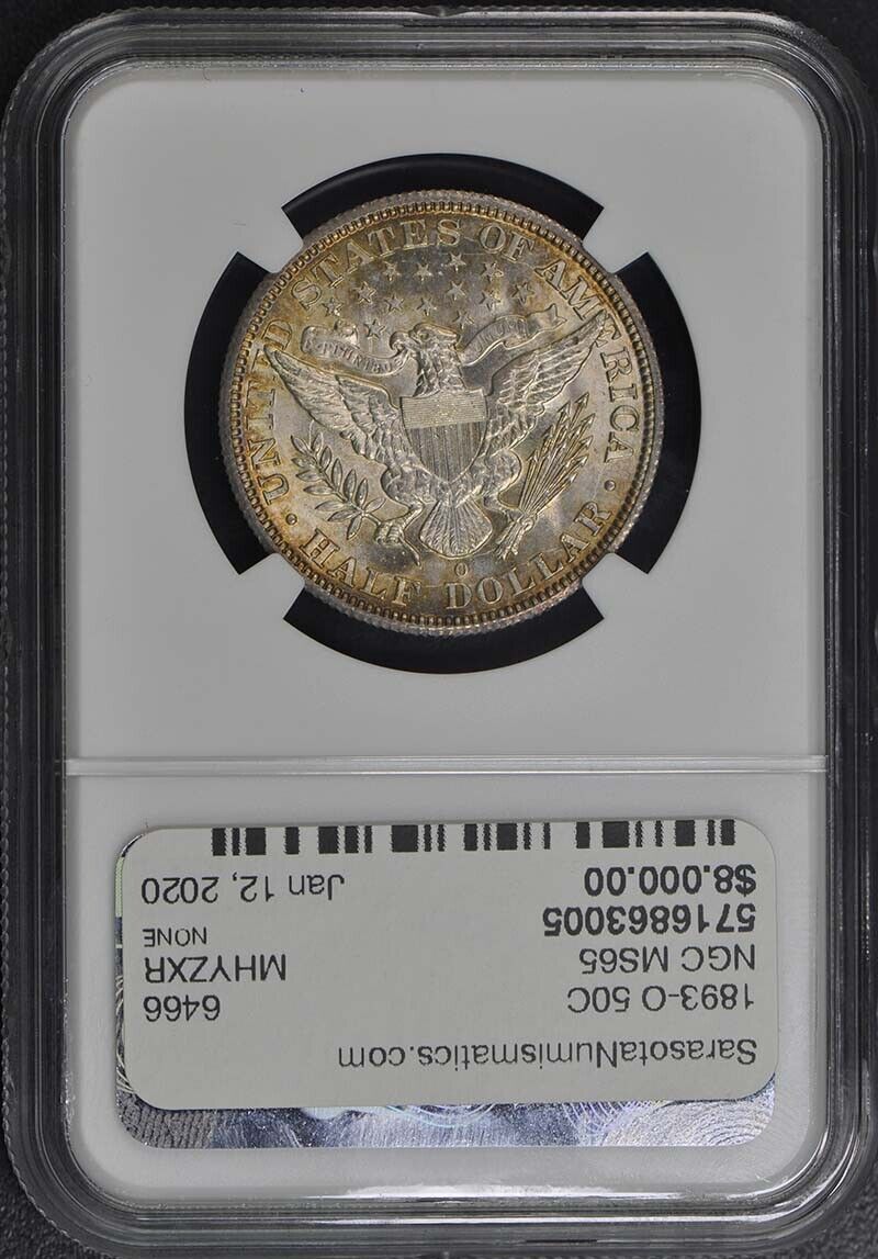 1893-O Barber Half Dollar 50C NGC MS65