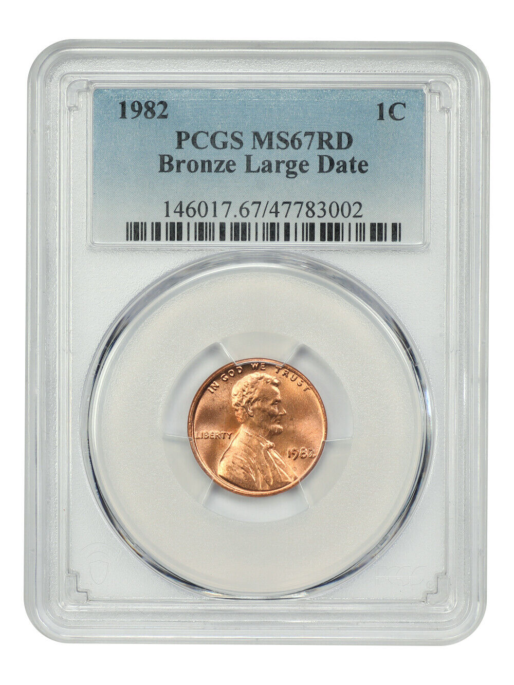 1982 1C PCGS MS67RD (Bronze, Large Date) - Lincoln Cent (Modern)