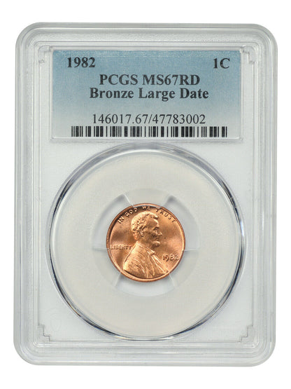 1982 1C PCGS MS67RD (Bronze, Large Date) - Lincoln Cent (Modern)