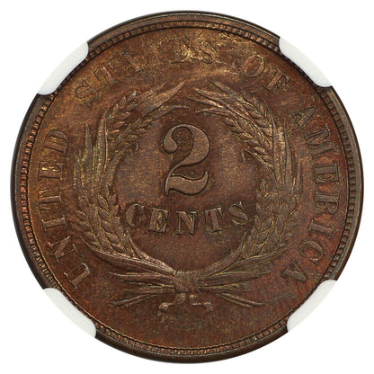 1864 2C NGC MS64RB (Large Motto)