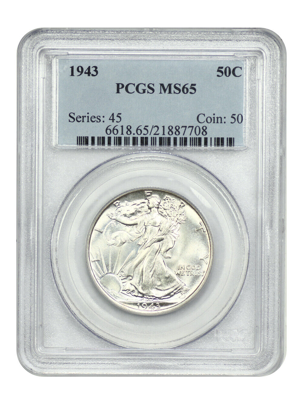 1943 50C PCGS MS65