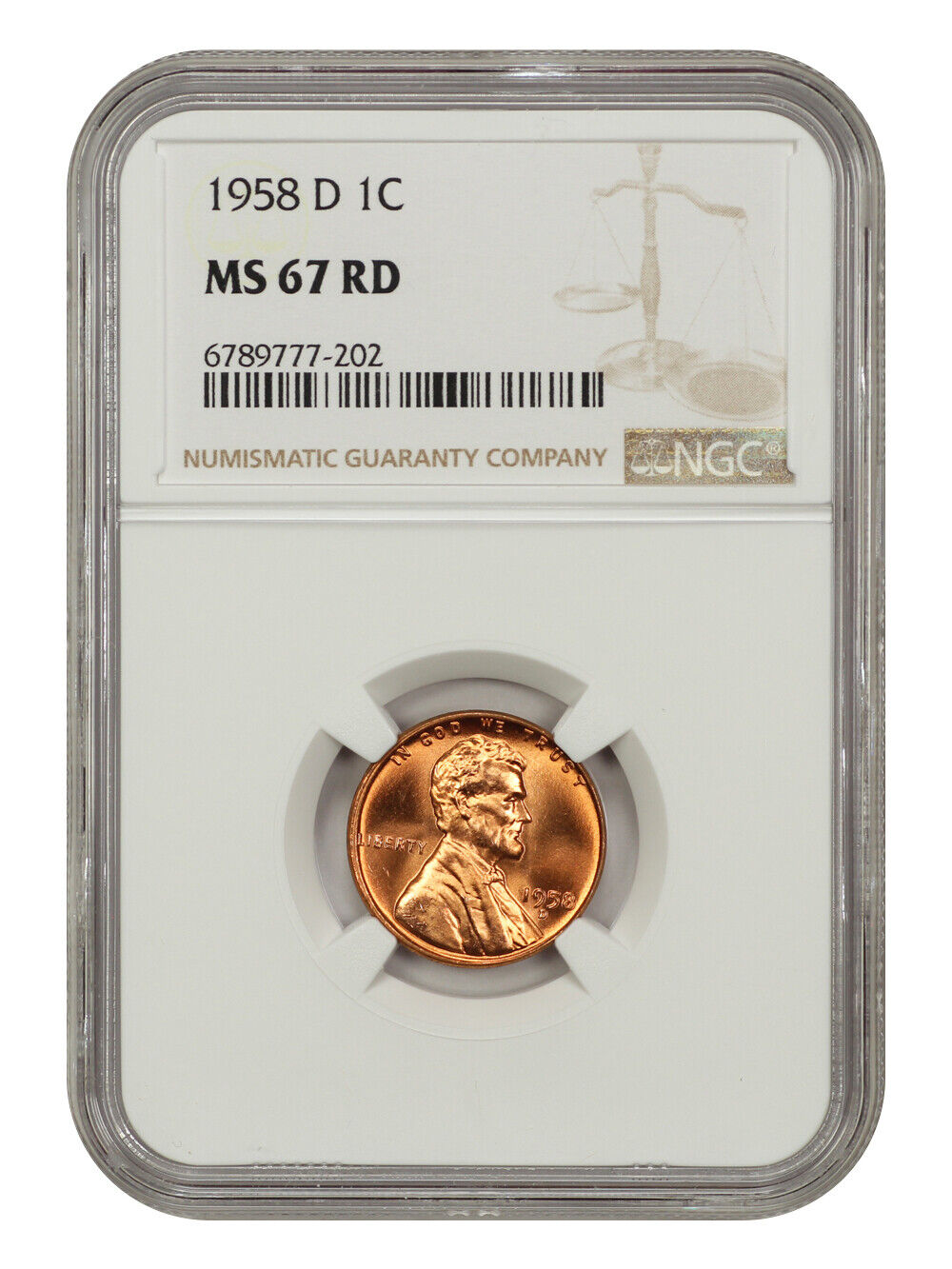 1958-D 1C NGC MS67RD