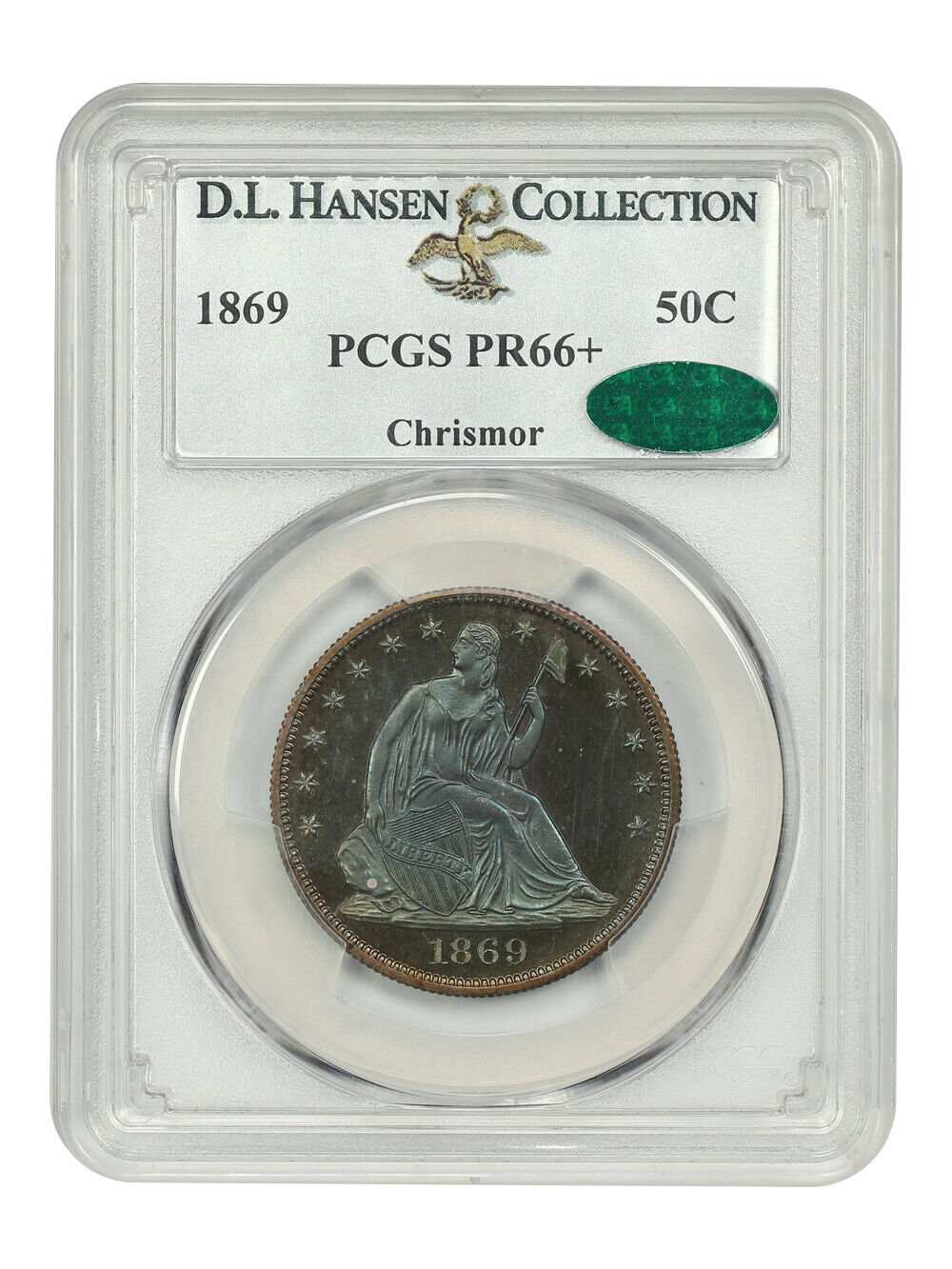 1869 50C PCGS/CAC PR66+ ex: D.L. Hansen/Chrismor