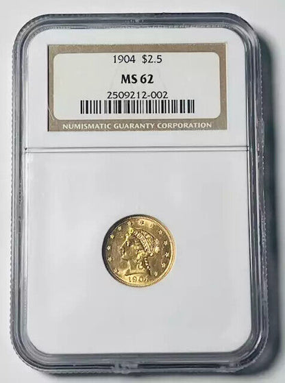 1904 $2.50 Gold Liberty Head Quarter Eagle NGC MS-62