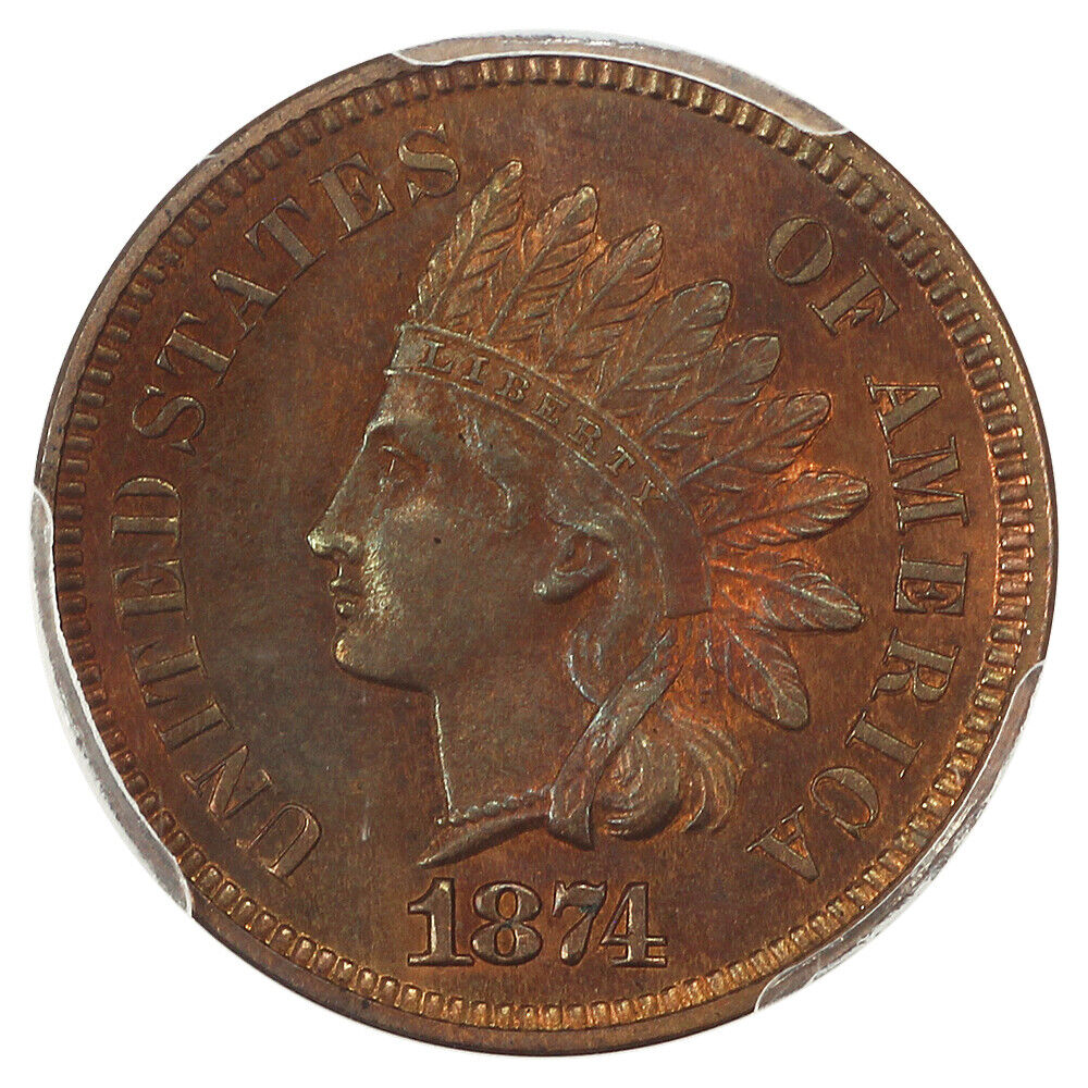 1874 1C PCGS PR63RB - Indian Cent - Popular Proof Issue