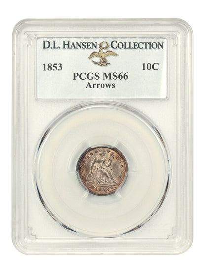 1853 10C PCGS MS66 (Arrows) ex: D.L. Hansen