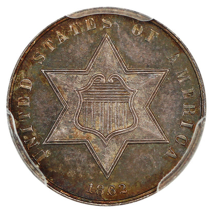 1862 3CS PCGS PR65 ex: D.L. Hansen