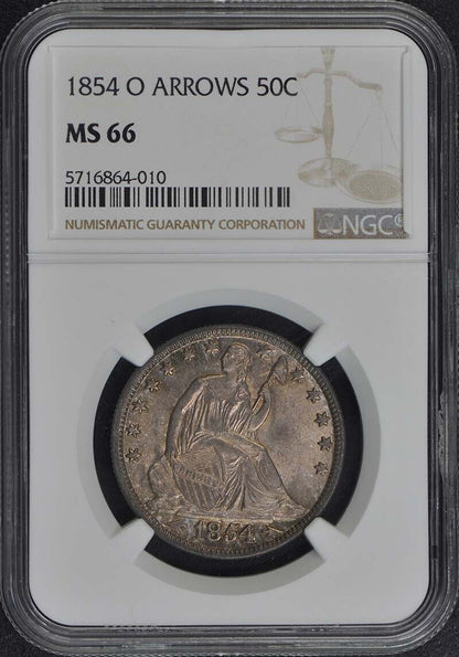 1854 O ARROWS Seated Liberty Half Dollar 50C NGC MS66