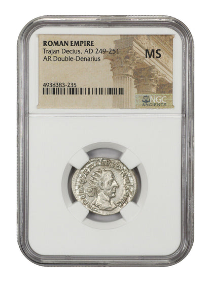 Ancient Roman: Trajan Decius (AD 249-251) AR Double-Denarius NGC MS