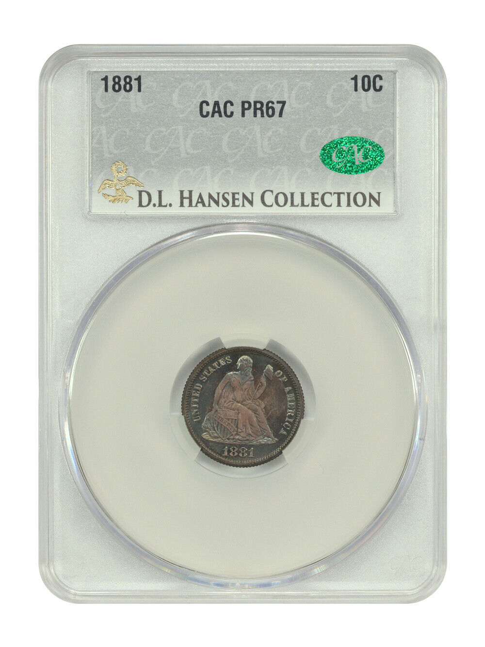 1881 10C CACG PR67 ex: D.L. Hansen - Liberty Seated Dime