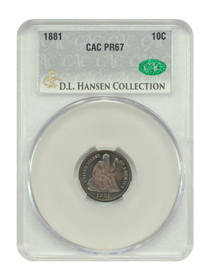 1881 10C CACG PR67 ex: D.L. Hansen - Liberty Seated Dime