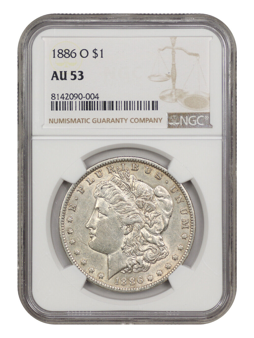 1886-O $1 NGC AU53