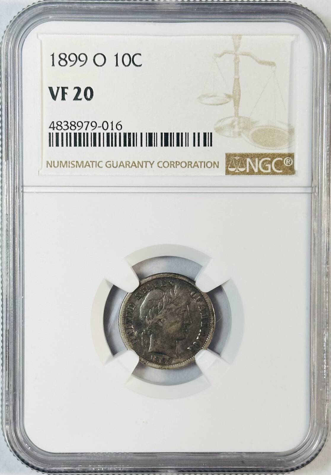 1899 O Barber Dime NGC VF-20