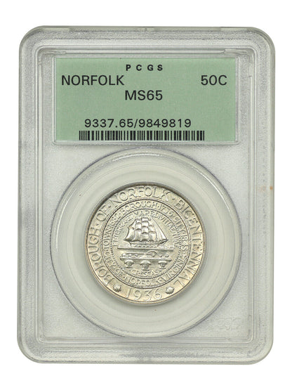 1936 50C Norfolk PCGS MS65 (OGH) - Classic Silver Commemorative