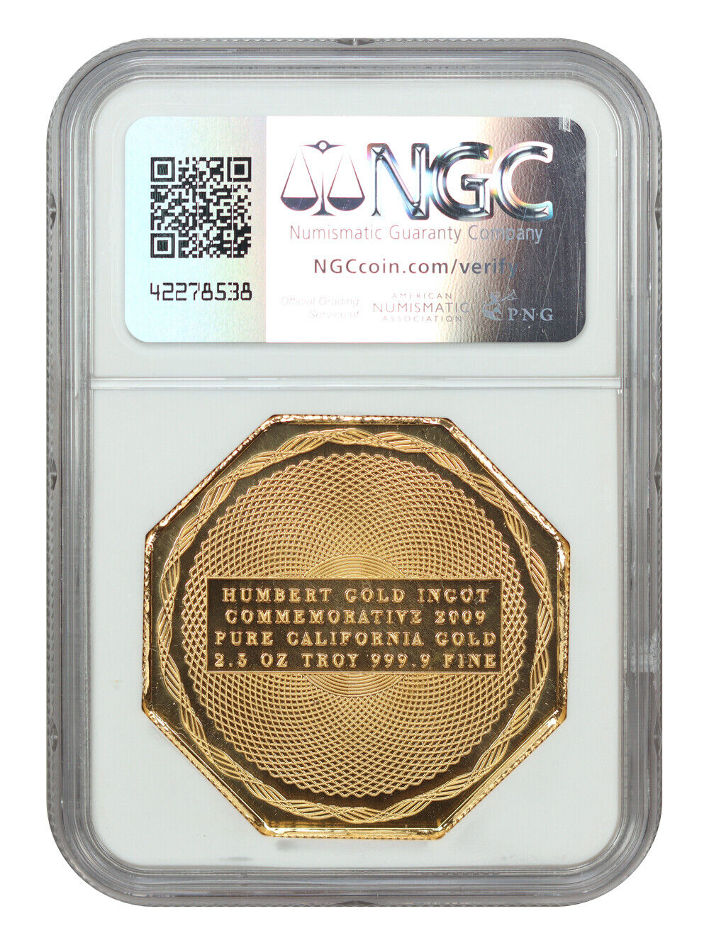 2009 2.5oz t Gold Humbert Commemorative Restrike NGC PR70DCAM