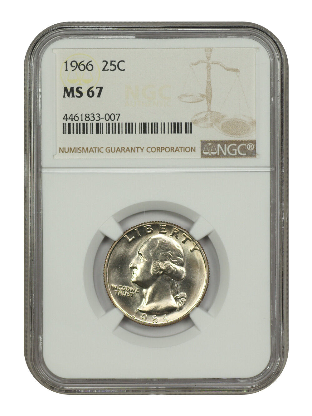 1966 25C NGC MS67 - Washington Quarter