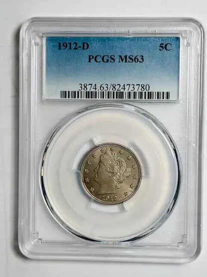 1912 D Liberty Head Nickel PCGS MS-63