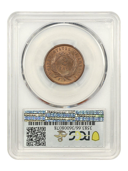 1865 2c PCGS MS66RB ex: D.L. Hansen