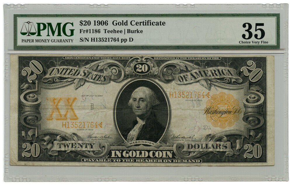 FR. 1186 1906 Gold Certificate $20 PMG Choice VF 35 - Other - Popular Large Size