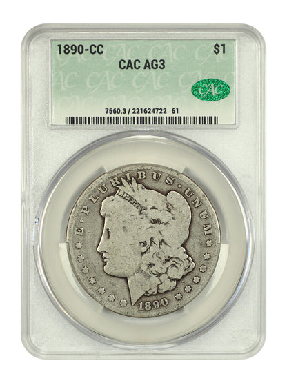 1890-CC $1 CACG AG03 - Morgan Dollar - Popular, Scarce Carson City Morgan