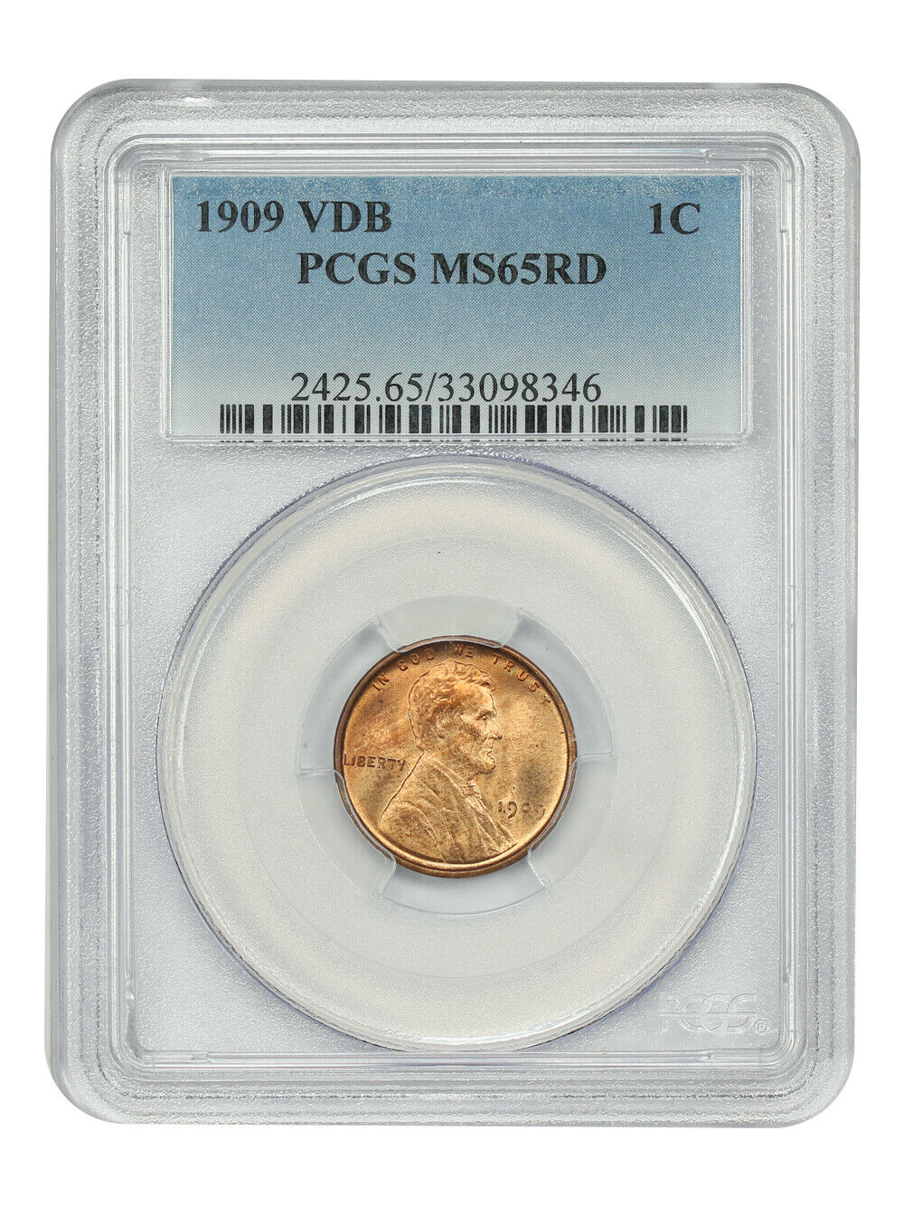 1909 VDB 1C PCGS MS65RD - Lincoln Cent (Wheat Reverse) - Popular VDB Issue