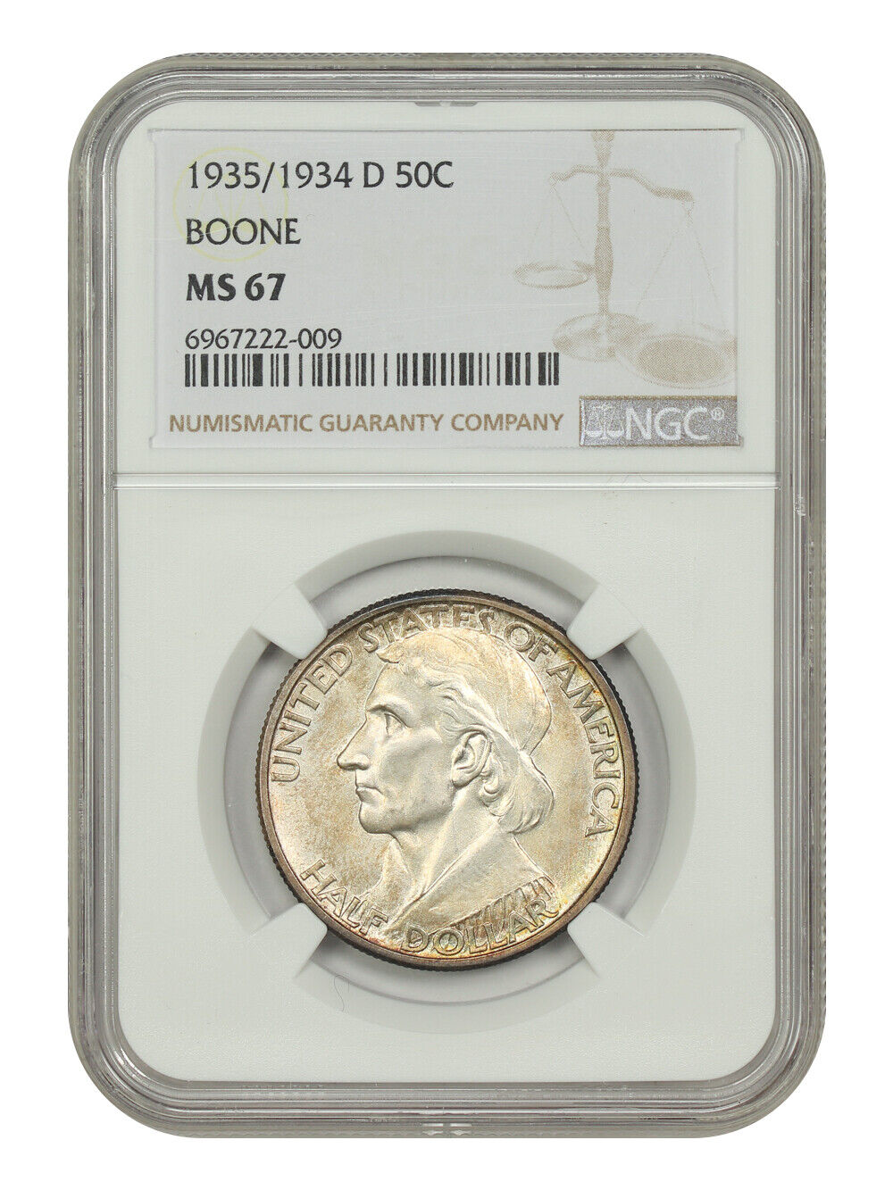 1935/34-D 50C Boone NGC MS67 - Classic Silver Commemorative - Low Mintage Issue