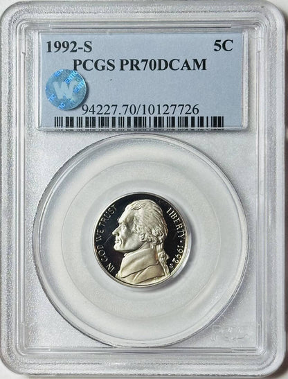 1992 S Nickel Jefferson PCGS PR-70 DCAM