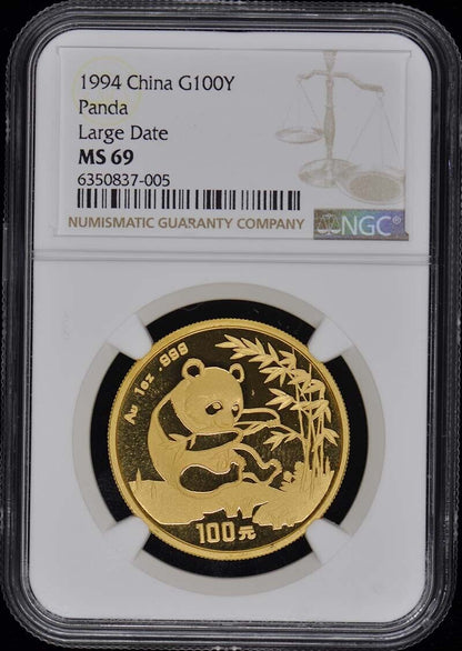 1994 CHINA PANDA G100Y NGC MS69 LARGE DATE