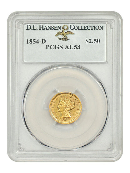 1854-D $2.50 PCGS AU53 ex: D.L. Hansen - Liberty Head $2.5