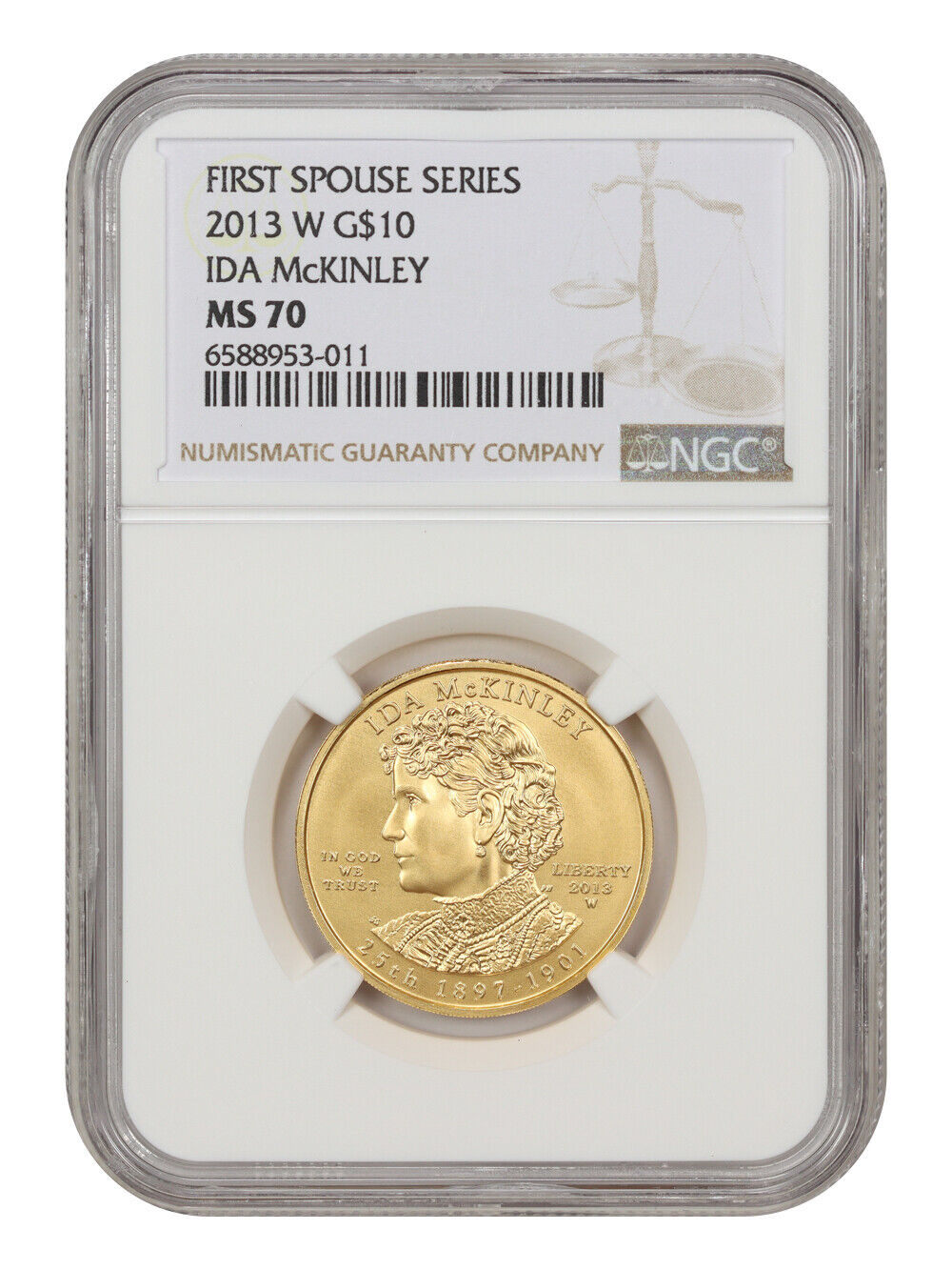 2013-W Ida McKinley $10 NGC MS70