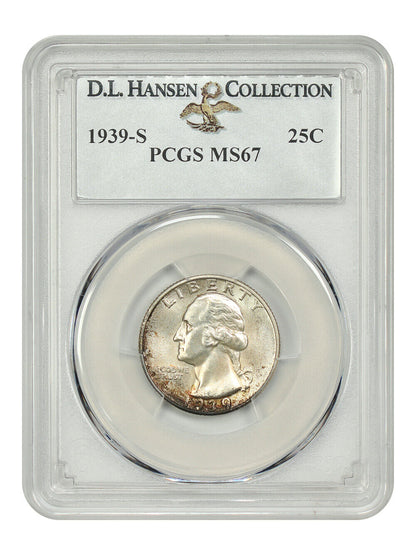 1939-S 25C PCGS MS67 ex: D.L. Hansen - Washington Quarter - Tough Mintmakred WQ