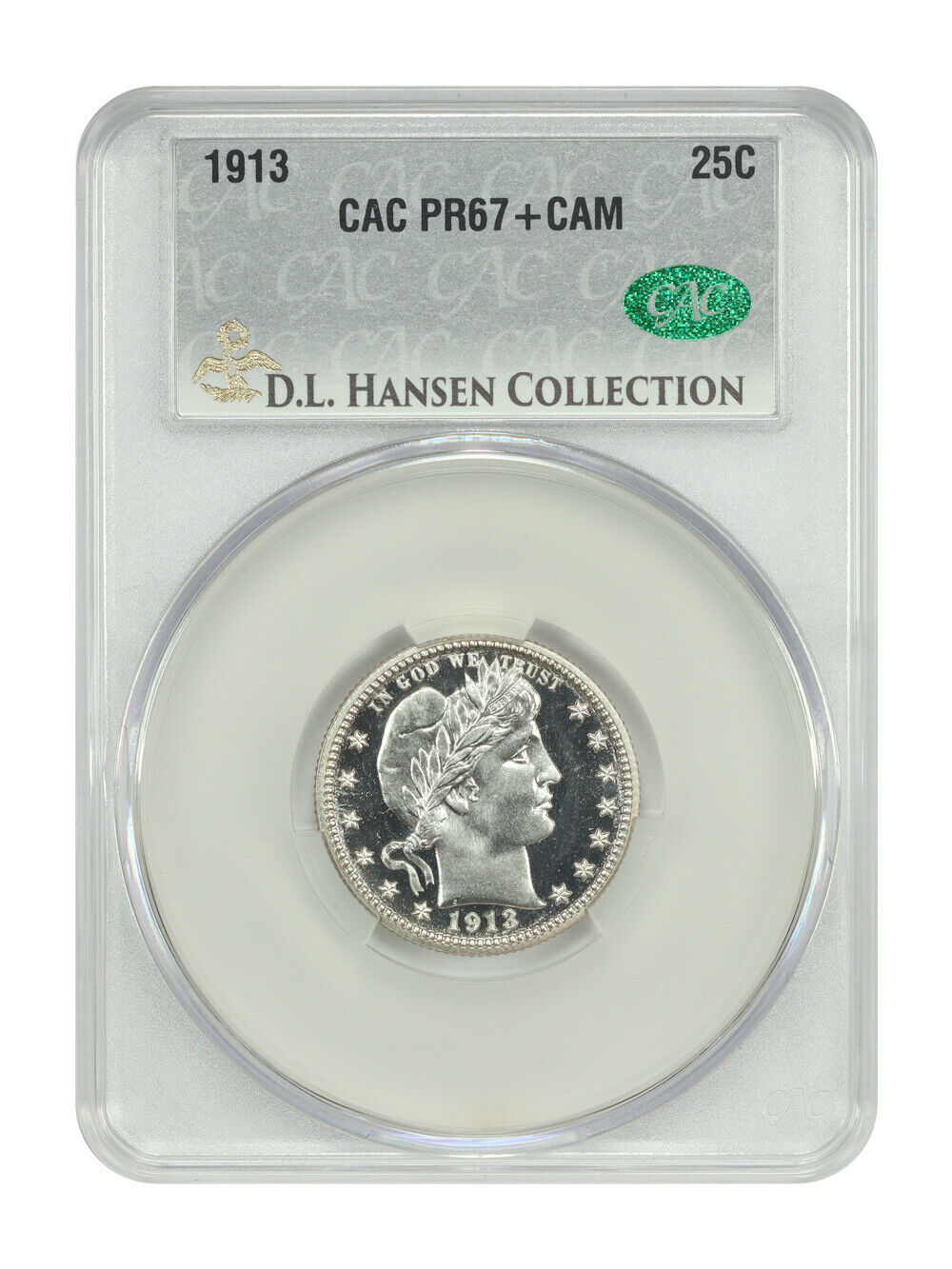 1913 25C CACG PR67+CAM ex: D.L. Hansen - Barber Quarter