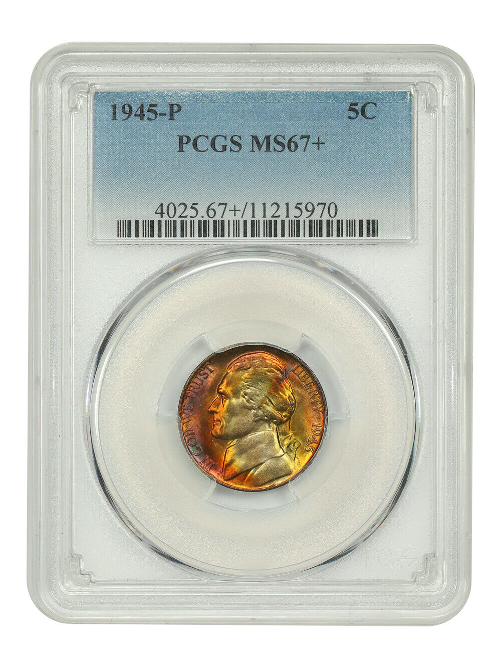 1945-P 5C PCGS MS67+ - Jefferson Nickel