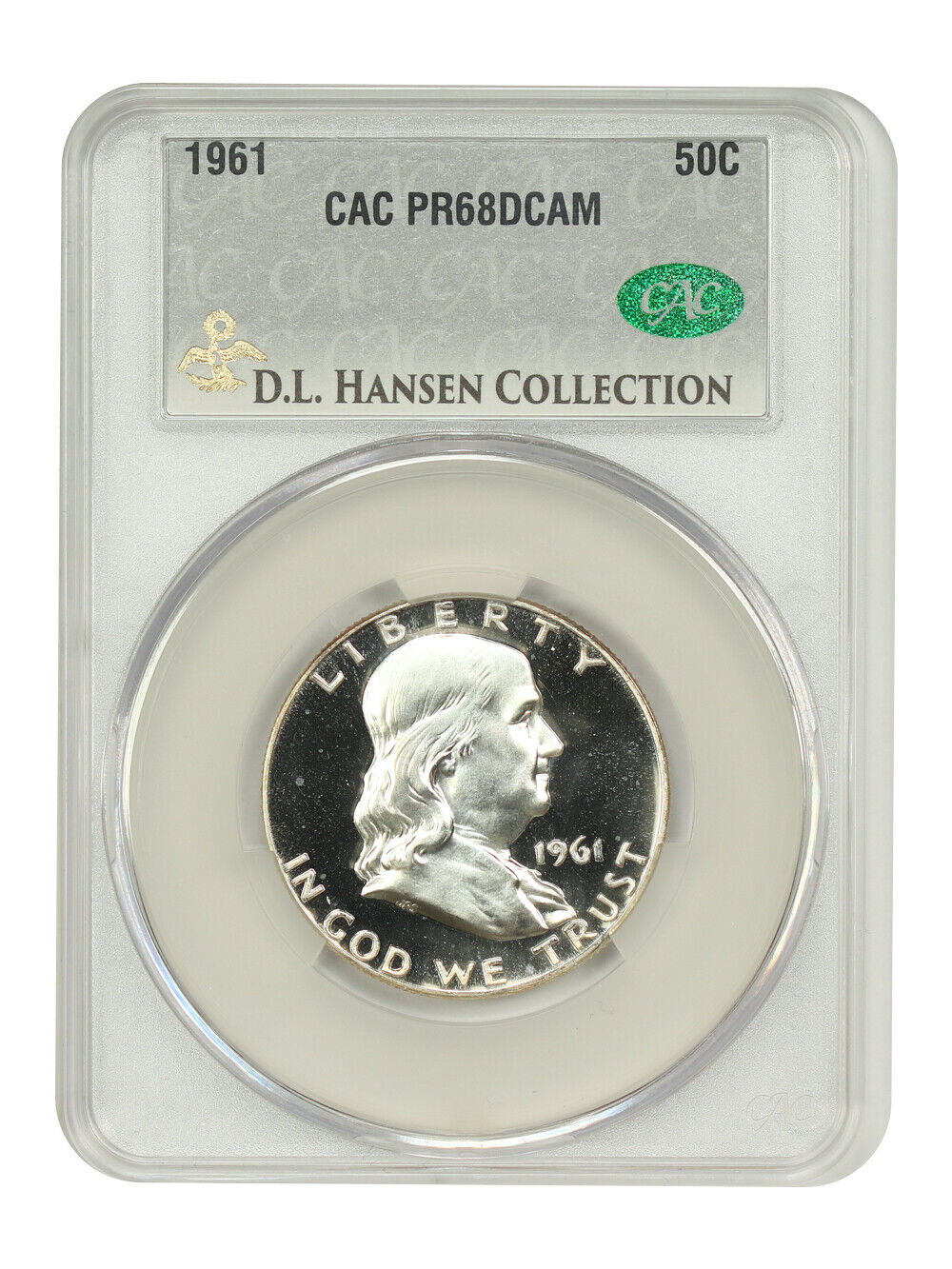 1961 50C CACG PR68DCAM ex: D.L. Hansen - Franklin Half Dollar