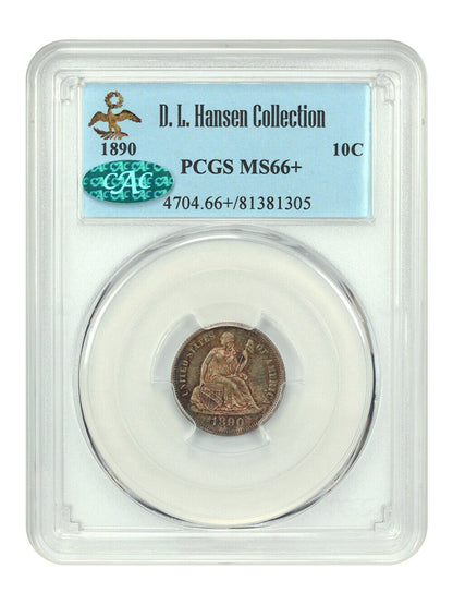 1890 10C PCGS/CAC MS66+ ex: D.L. Hansen