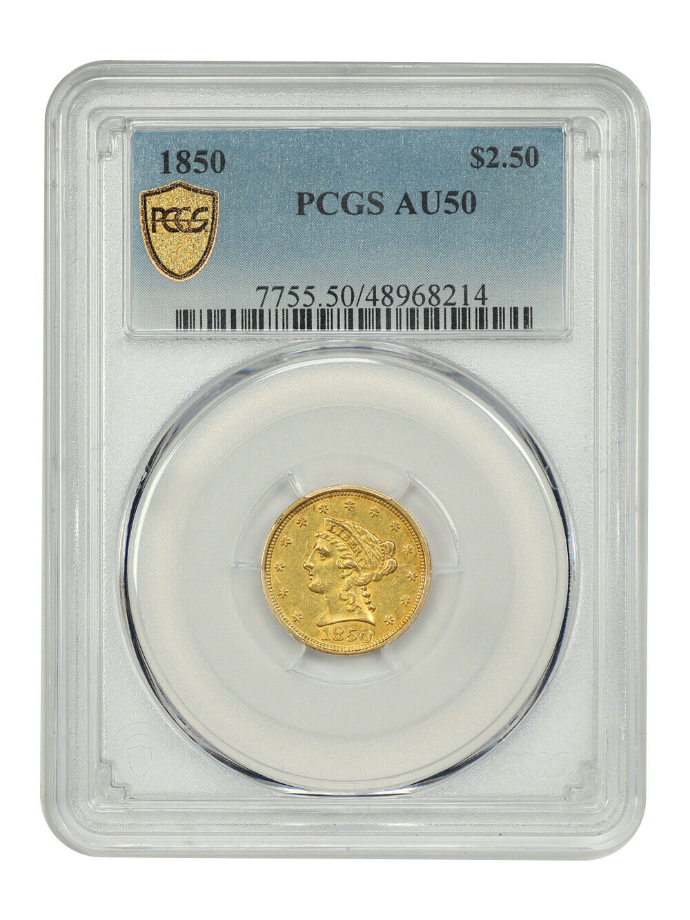 1850 $2.50 PCGS AU50 - Liberty Head $2.5