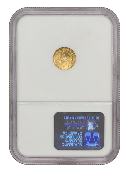 1849 G$1 NGC MS64 (No L, Small Head) - Gold Dollar - Better Die Variety