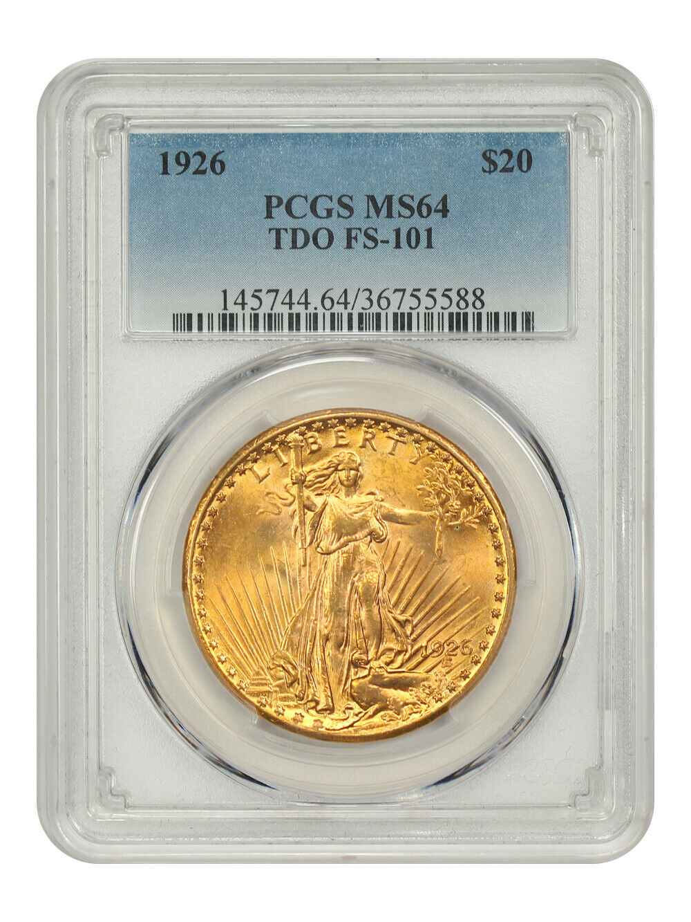 1926 $20 PCGS MS64 (TDO, FS-101) - St. Gaudens $20