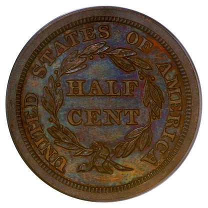 1841 1/2C PCGS/CAC PR63RB (Original, OGH) - Braided Hair Half Cent