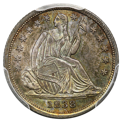 1838 No Drapery, Large Stars H10c PCGS/CAC MS66+ ex: D.L. Hansen