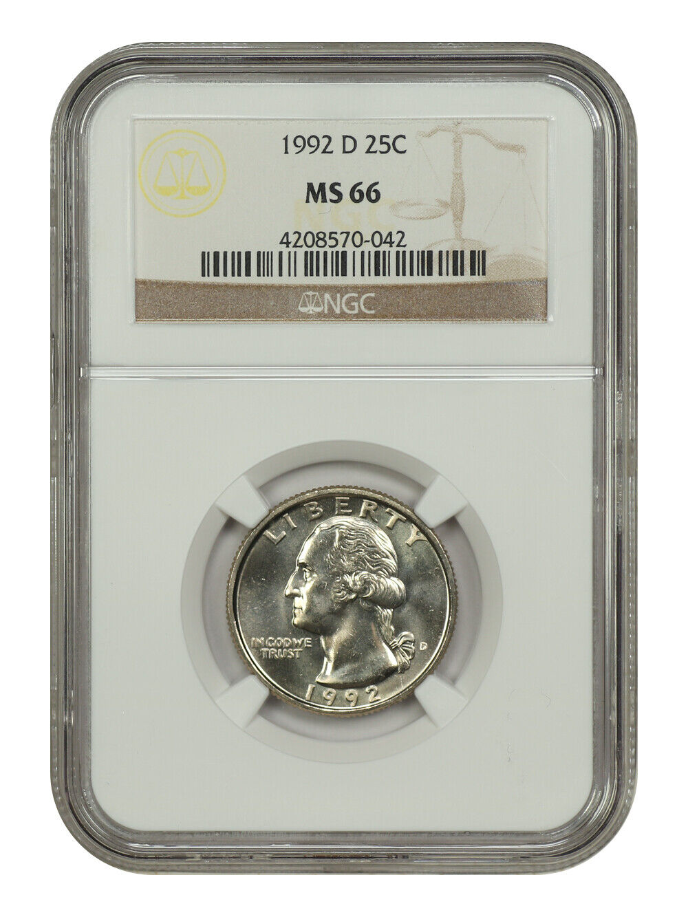 1992-D 25C NGC MS66 - Washington Quarter