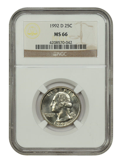 1992-D 25C NGC MS66 - Washington Quarter