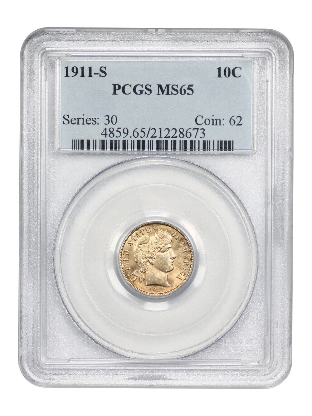 1911-S 10C PCGS MS65