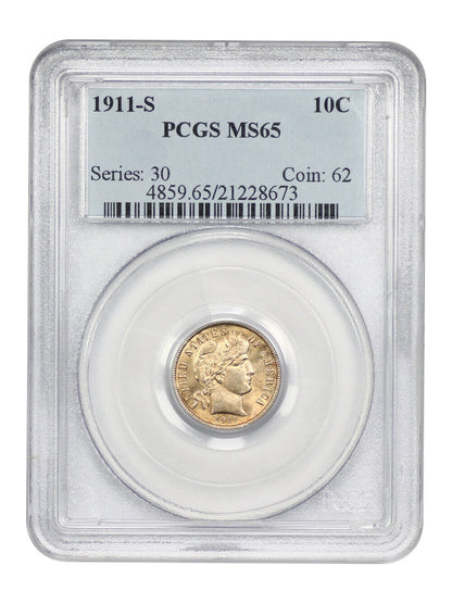 1911-S 10C PCGS MS65