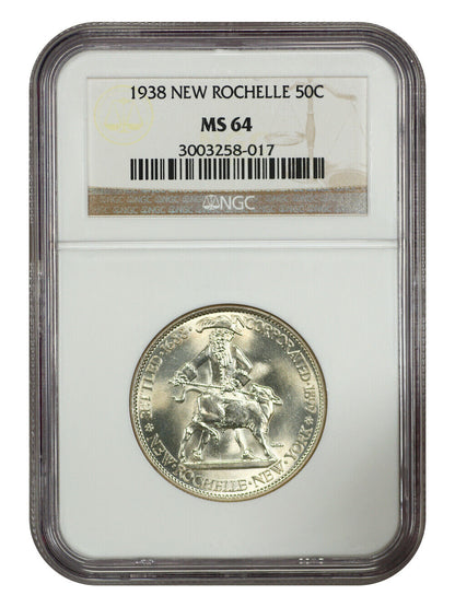 1938 50C New Rochelle NGC MS64 - Classic Silver Commemorative